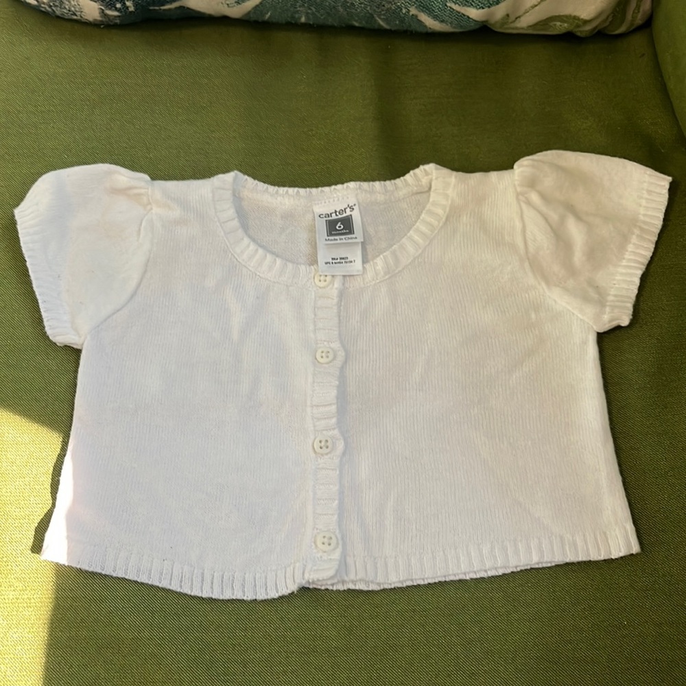 Carter’s girl’s short sleeve white sweater